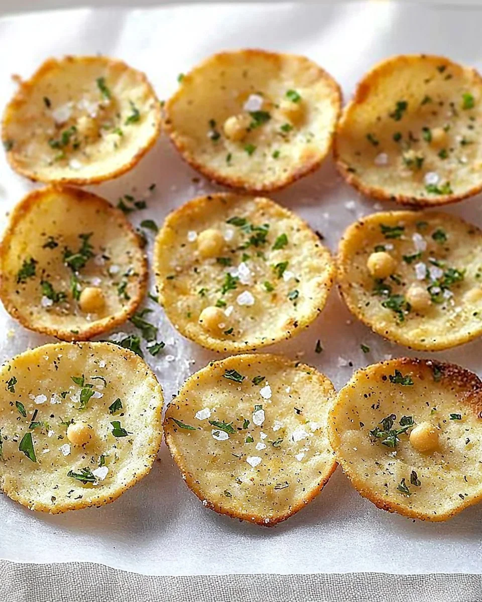 Baked chickpea chips served in a bowl, a healthy snack option.