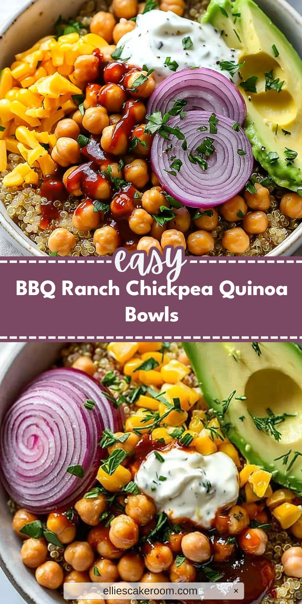 BBQ Ranch Chickpea Quinoa Bowls