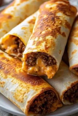 Delicious beef and cheese chimichangas served on a plate
