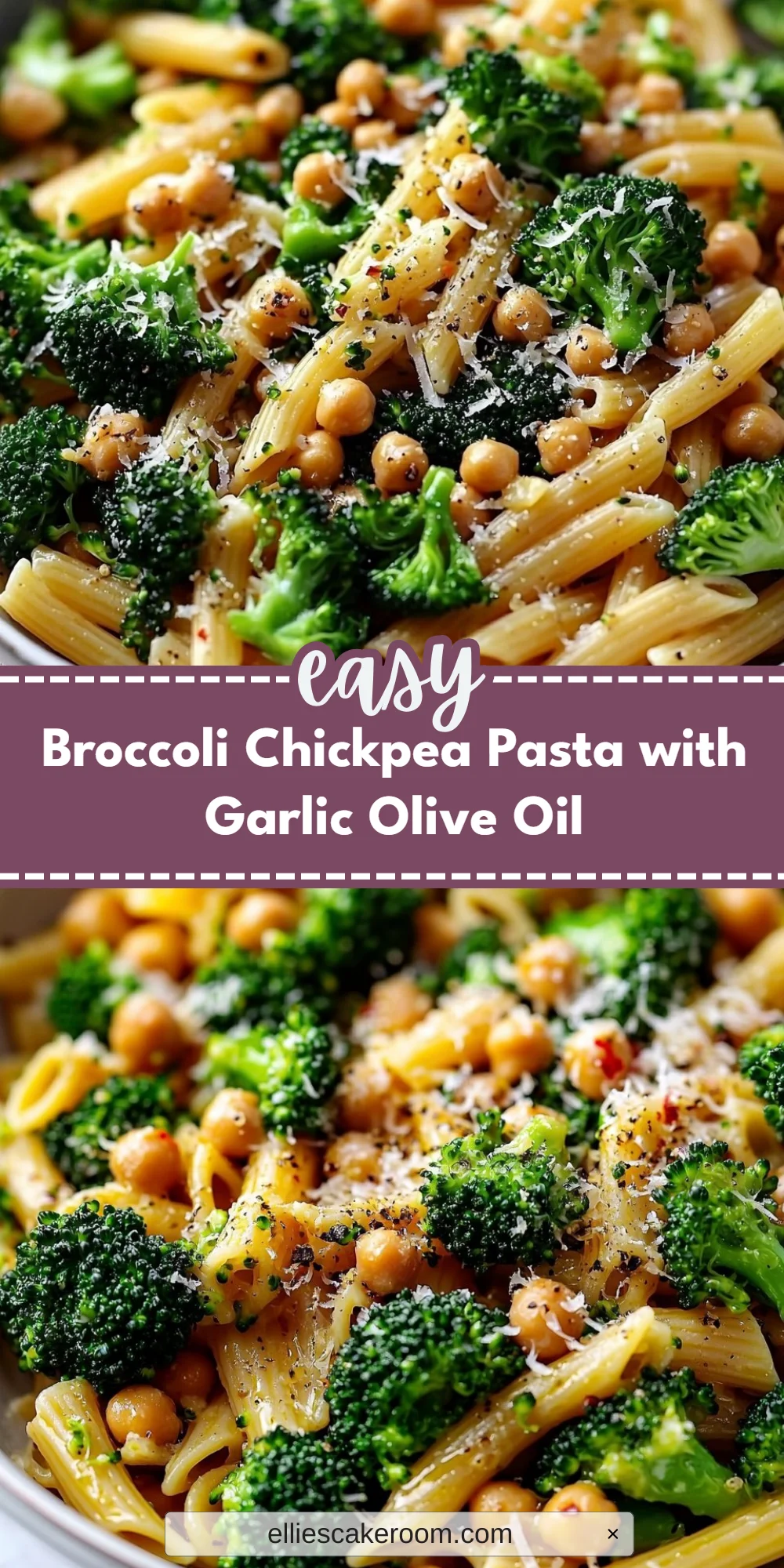 Broccoli Chickpea Pasta with Garlic Olive Oil
