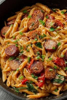 Creamy Cajun Sausage Pasta served in a bowl with spices and herbs