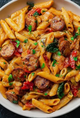 Delicious Cajun Sausage Pasta with colorful peppers and creamy sauce