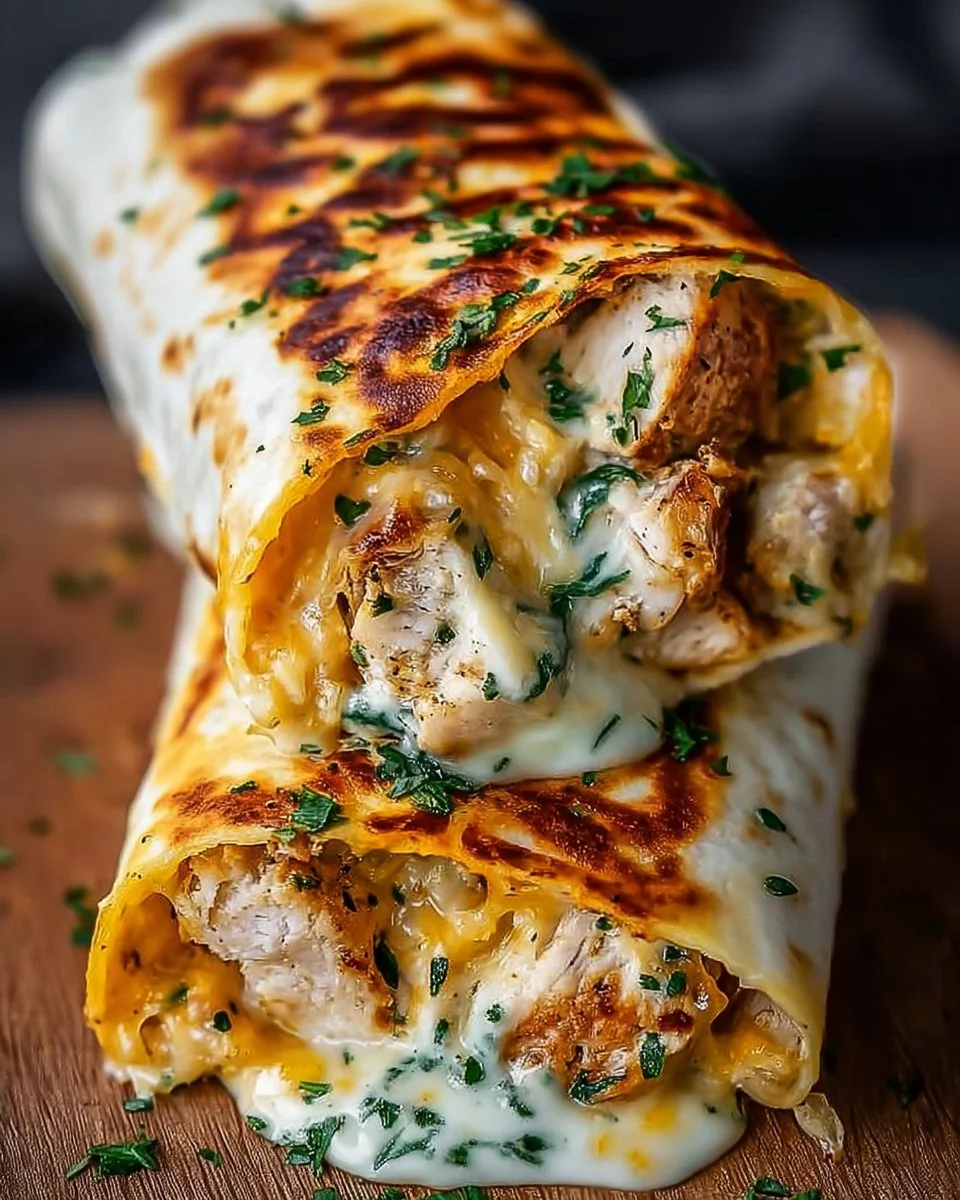 Cheesy Garlic Chicken Wraps