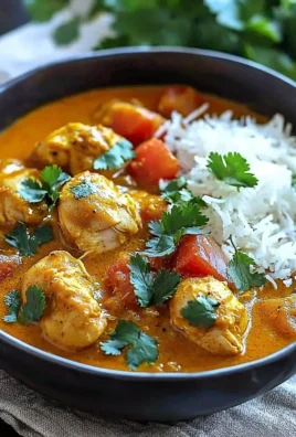 Delicious bowl of Chicken Curry Indian Recipe with rice and naan
