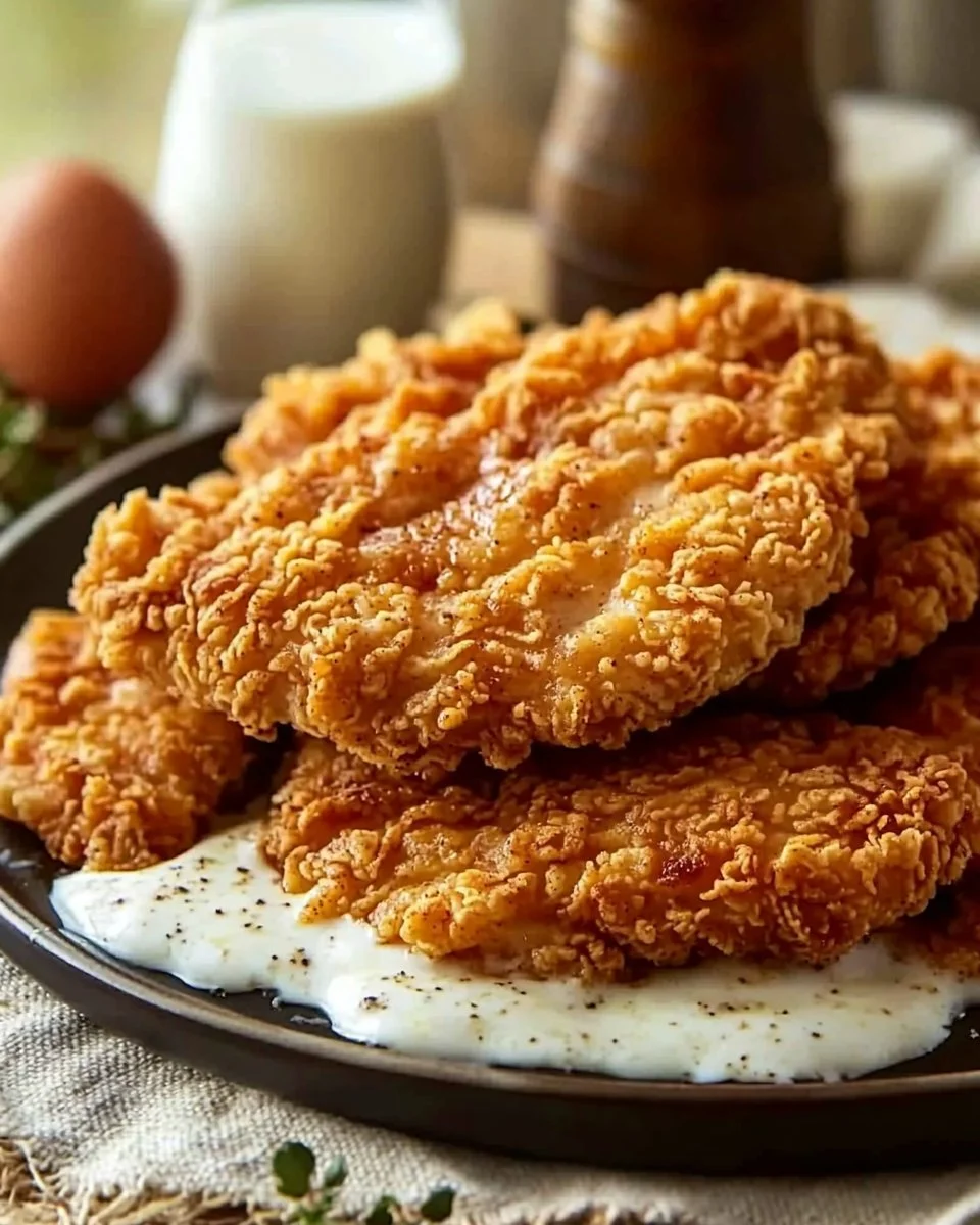 Crispy chicken fried chicken served with sides