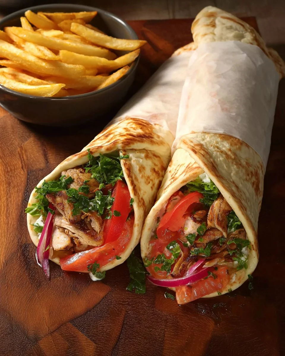 Delicious Chicken Shawarma Wrap filled with marinated chicken and fresh vegetables