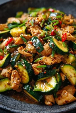 Healthy Chicken Zucchini Stir Fry with colorful vegetables in a skillet