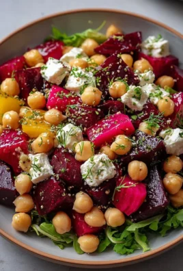 Chickpea Beet Feta Salad with fresh ingredients and colorful presentation