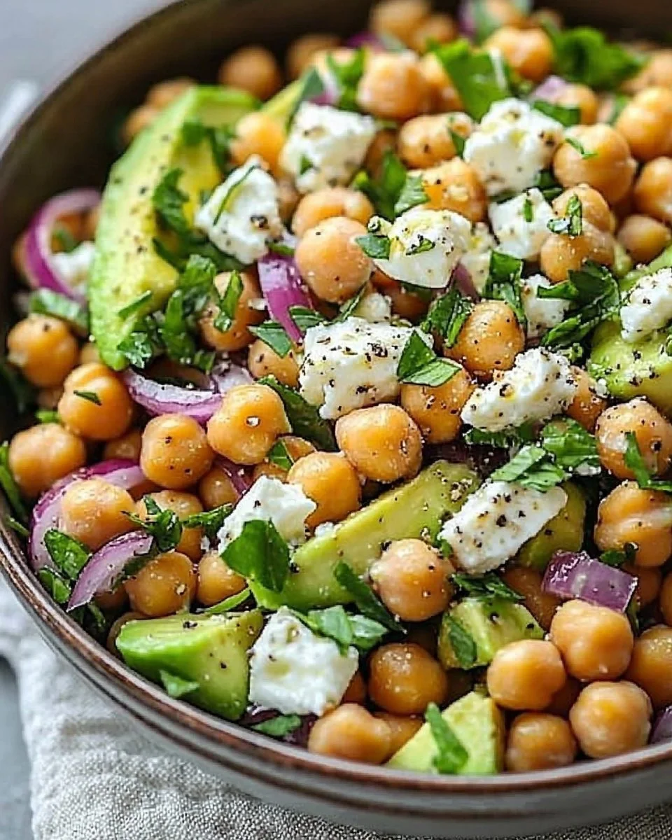 Chickpea Feta Avocado Salad