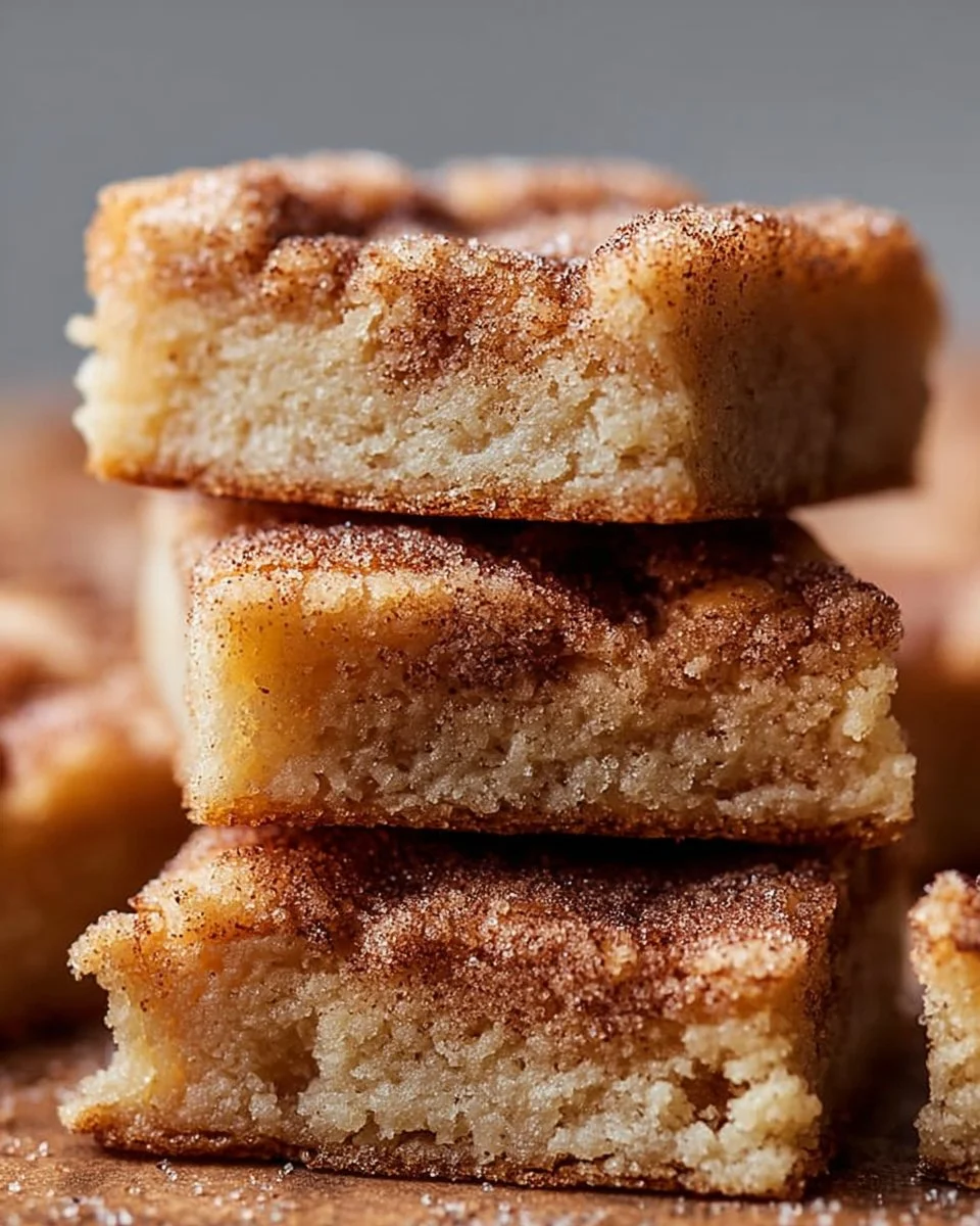 Deliciously baked Cinnamon Sugar Blondies topped with a cinnamon sugar sprinkle