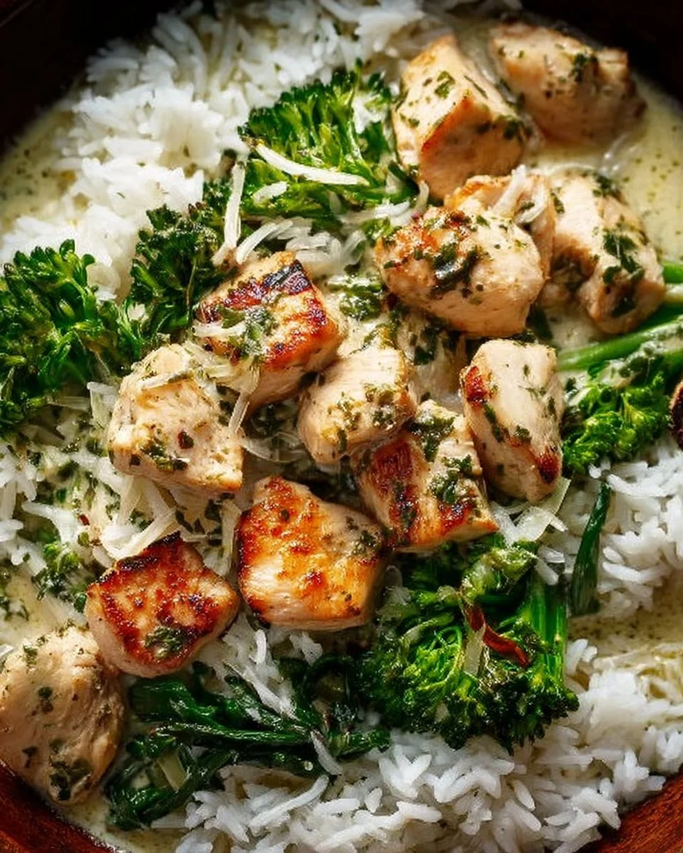 Creamy Garlic Chicken Rice Bowls