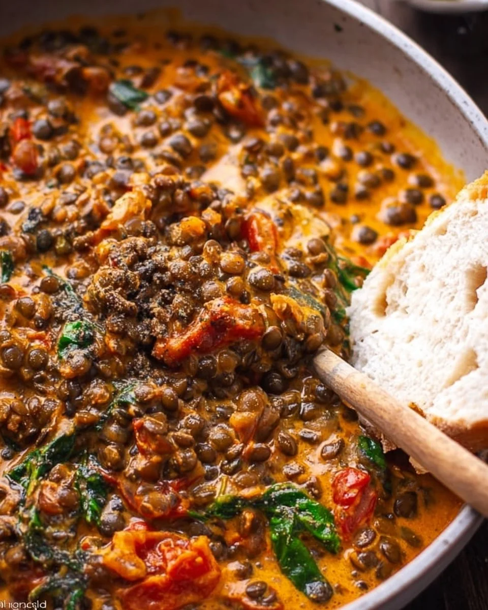 Creamy 'Marry Me' Lentils dish served in a bowl