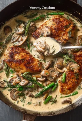 Creamy mushroom chicken dish with fresh herbs and a rich sauce