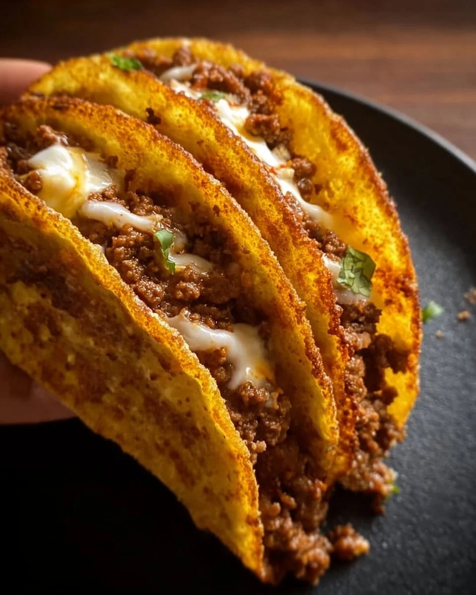 Crispy ground beef tacos served with fresh toppings