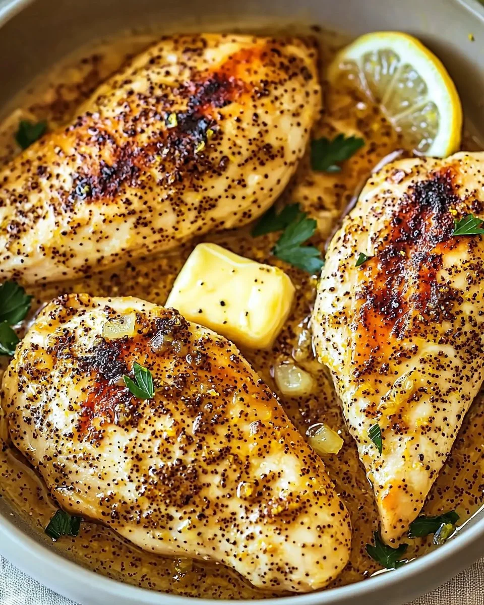 Easy lemon pepper chicken dinner served with lemon slices and herbs