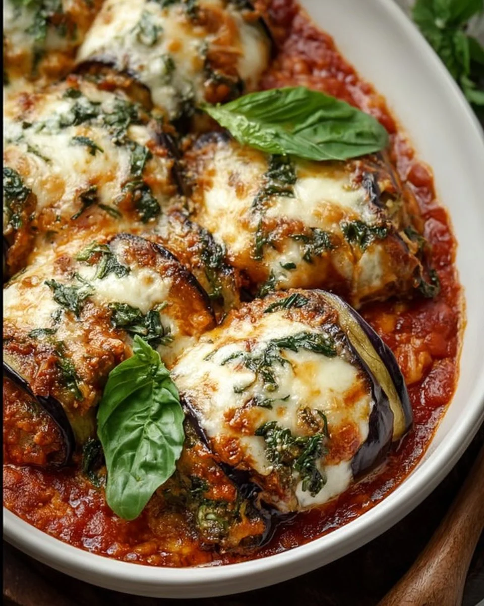 Fluffy Eggplant Rollatini Bake