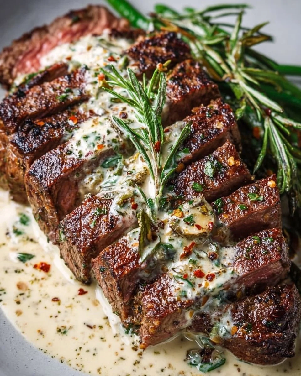 Garlic Butter Steak With Parmesan Cream Sauce