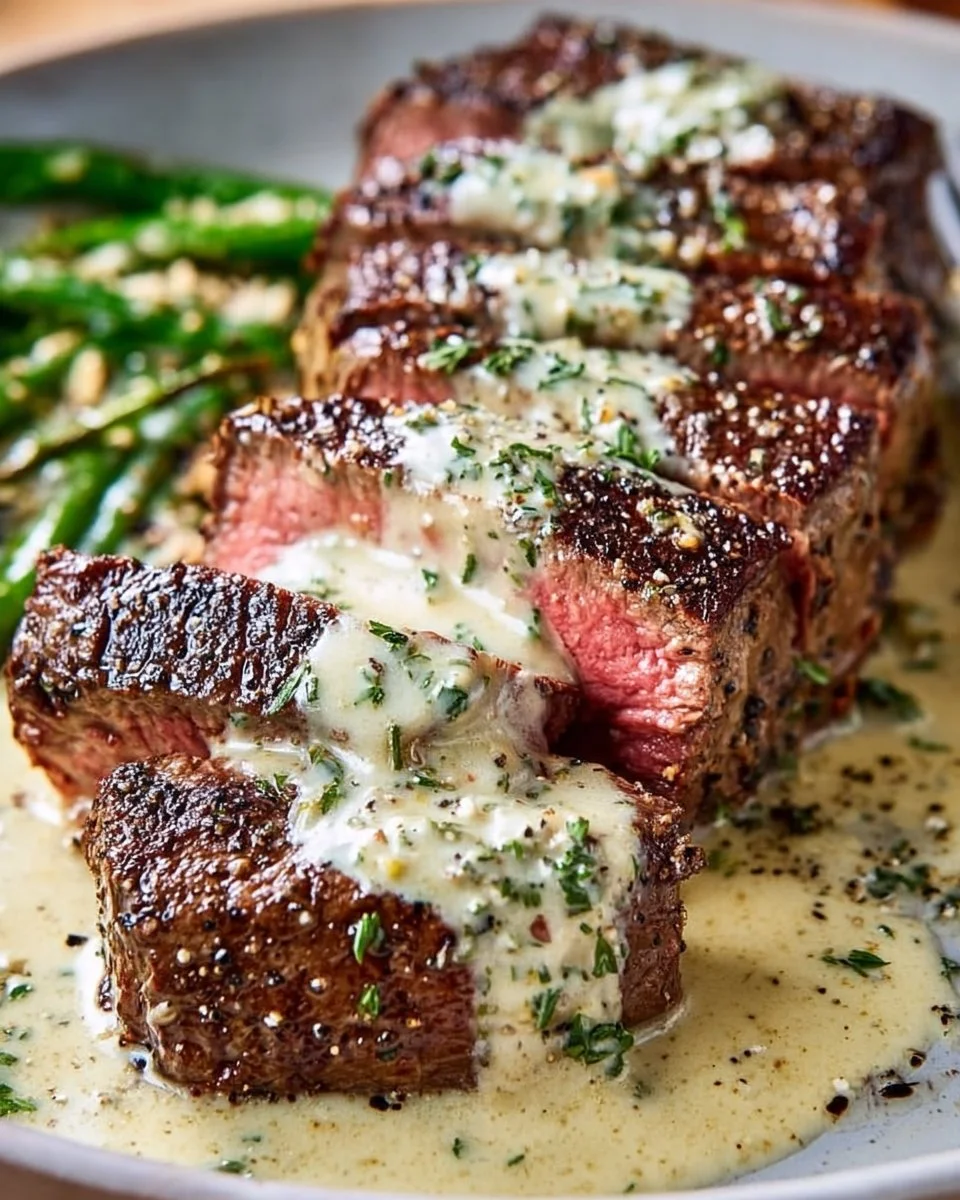 Garlic Butter Steak With Parmesan Cream Sauce