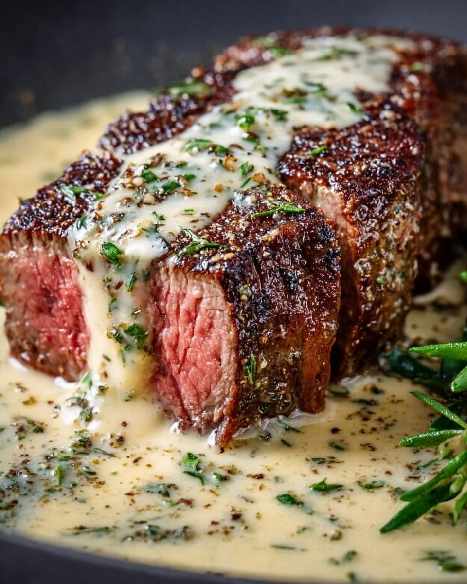 Garlic Butter Steak With Parmesan Cream Sauce