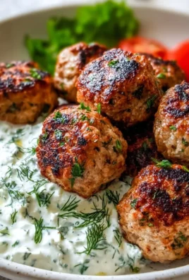 Delicious Greek Turkey Meatballs served with creamy Tzatziki sauce