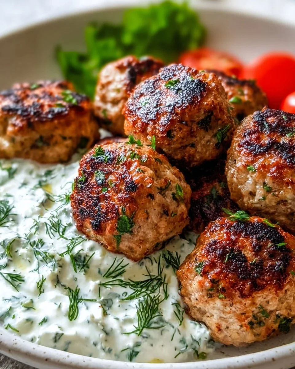 Greek Turkey Meatballs with Tzatziki