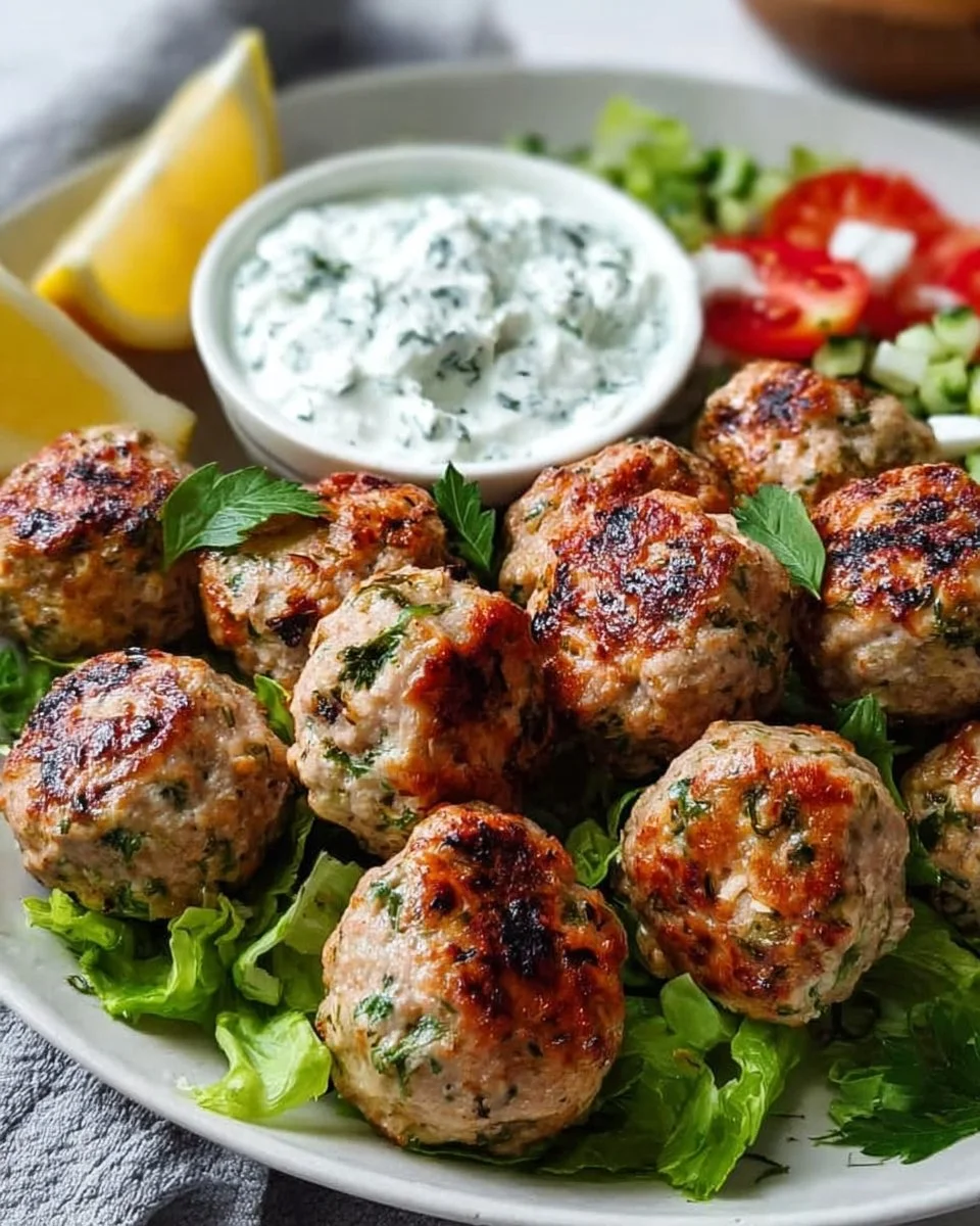 Greek Turkey Meatballs with Tzatziki