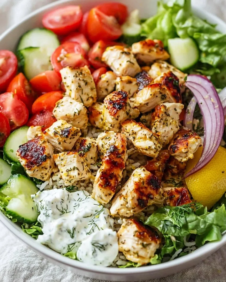 High Protein Mediterranean Lemon-Dill Chicken Bowls (Easy & Meal Prep Friendly)