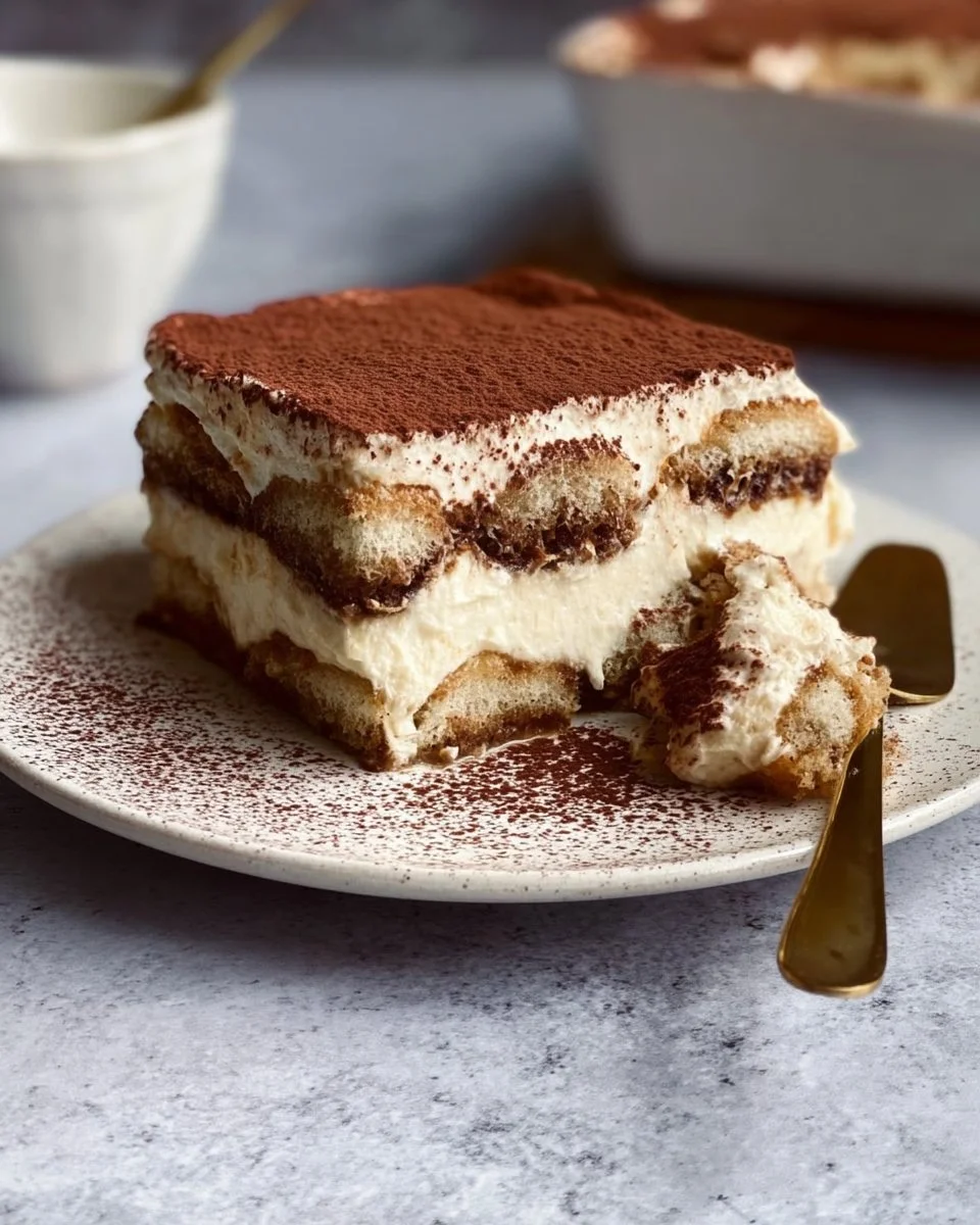 Delicious homemade tiramisu dessert with coffee and cream layers