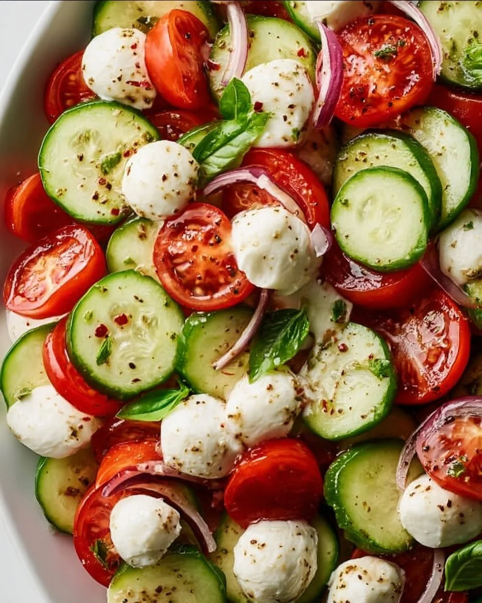 Juicy Cucumber Caprese Salad