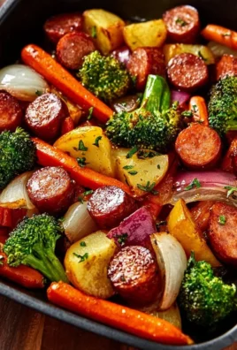 One-Pan Honey Garlic Kielbasa with colorful veggies ready to serve.