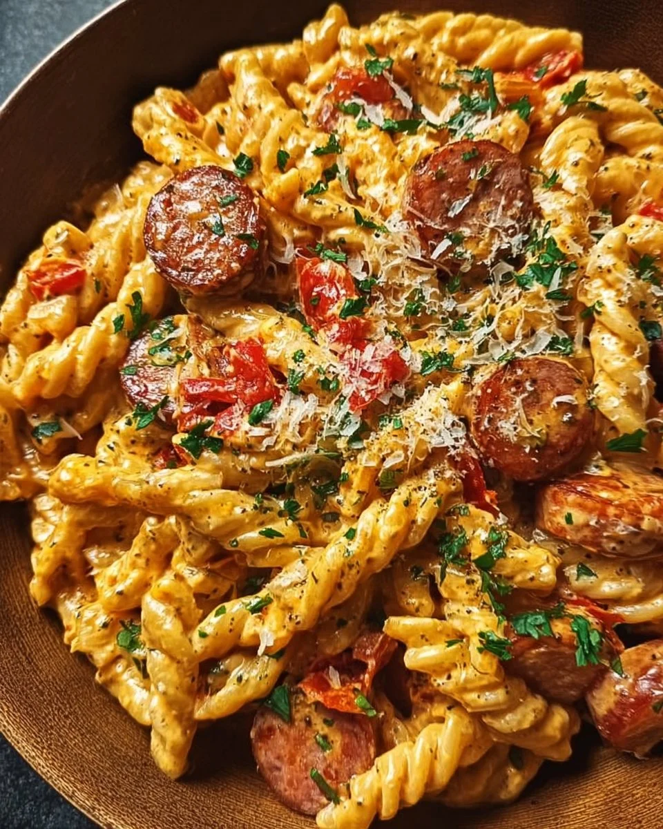 One-Pot Creamy Spicy Cajun Sausage Pasta