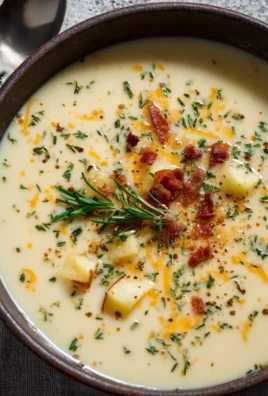 Bowl of rich and creamy Outback potato soup topped with green onions.