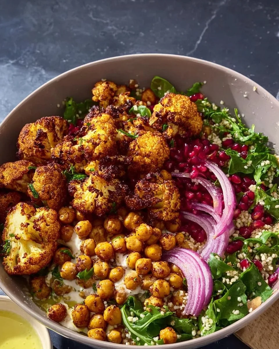 Roasted Cauliflower Salad with Tahini, Chickpeas & Pearl Couscous