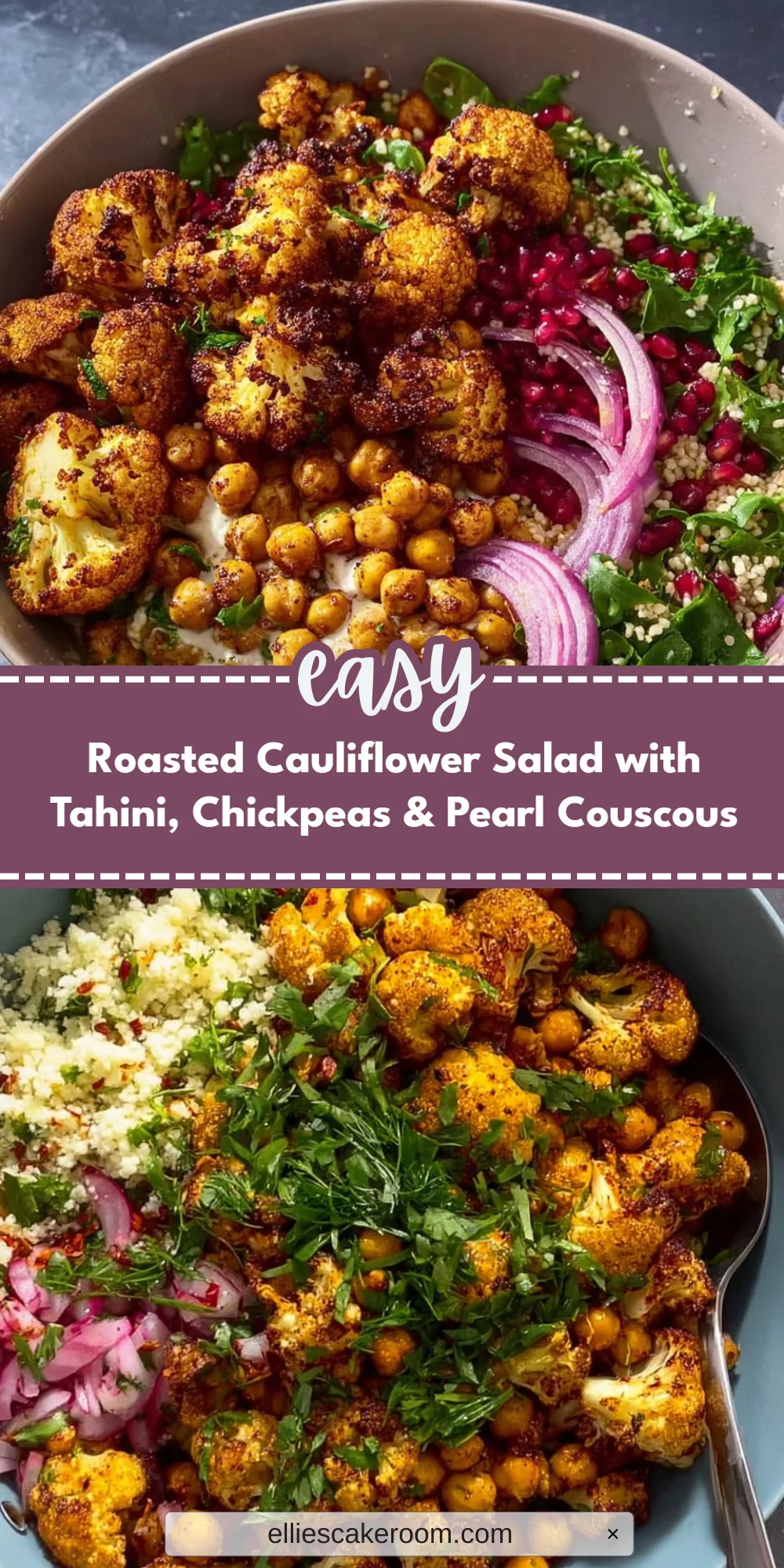 Roasted Cauliflower Salad with Tahini, Chickpeas & Pearl Couscous