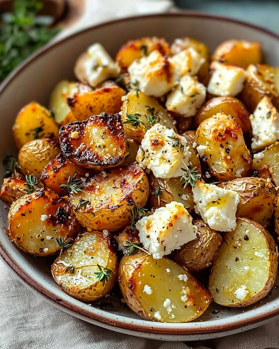 Roasted Potatoes with Baked Feta and Garlic