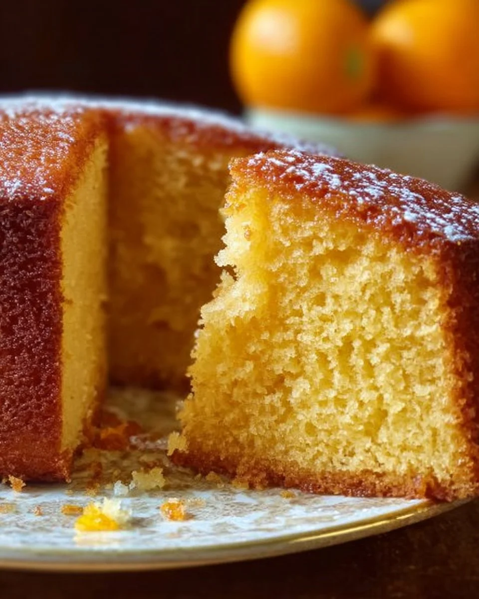 Sicilian Whole Orange Cake made with whole oranges and topped with icing