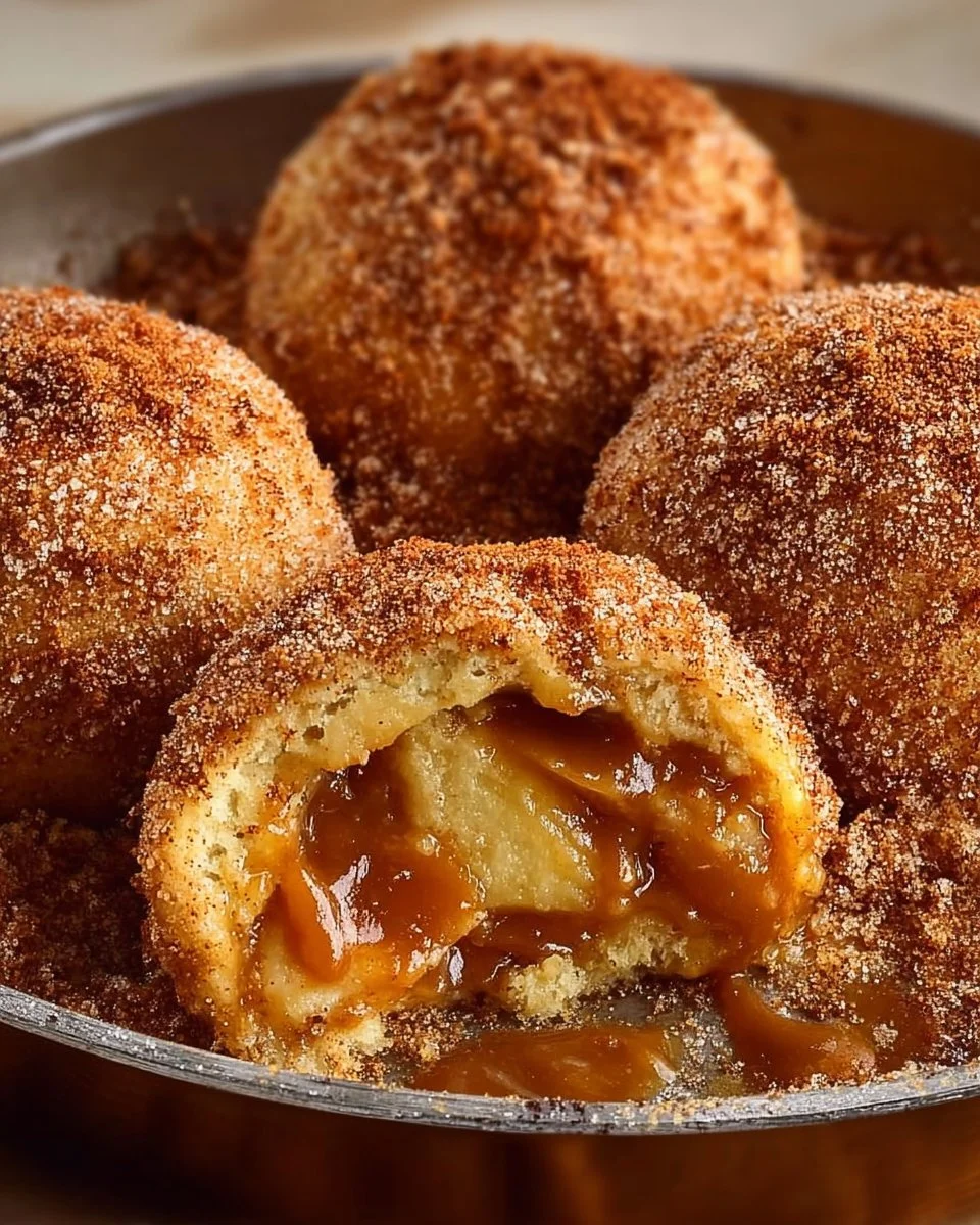 Delicious simple caramel apple pie bombs with caramel drizzle