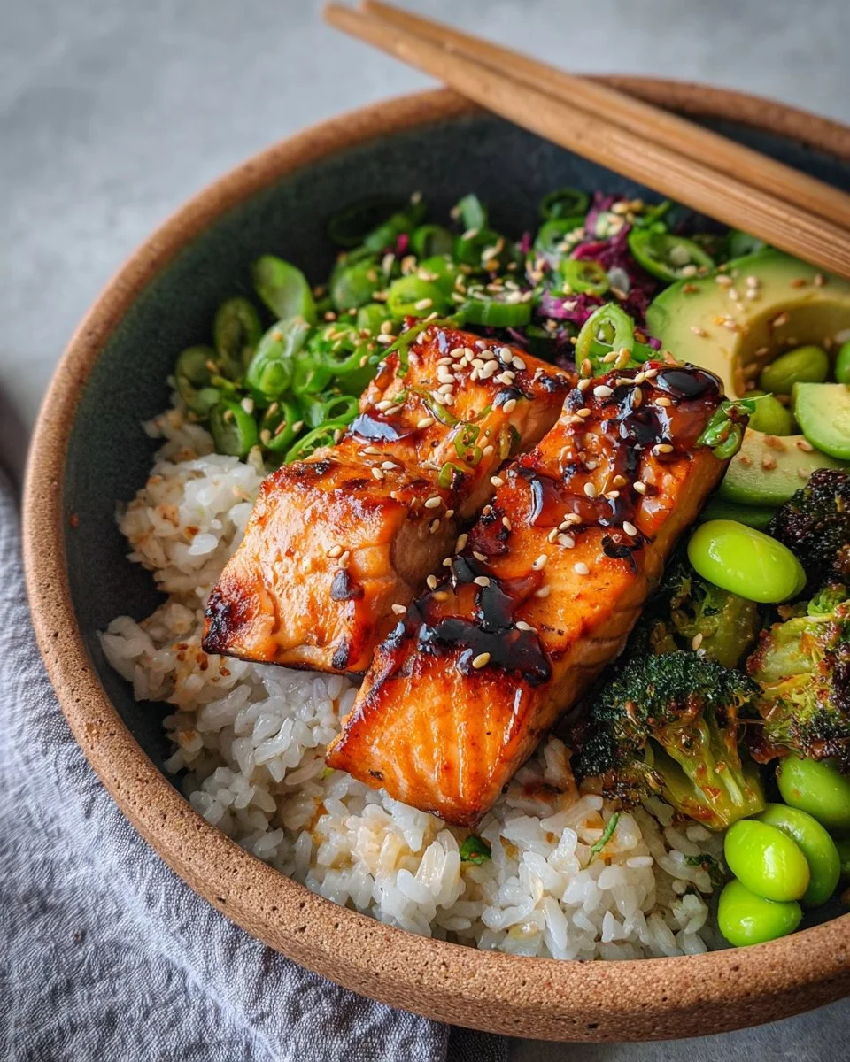 Sticky Gluten Free Teriyaki Salmon Sushi Bowl
