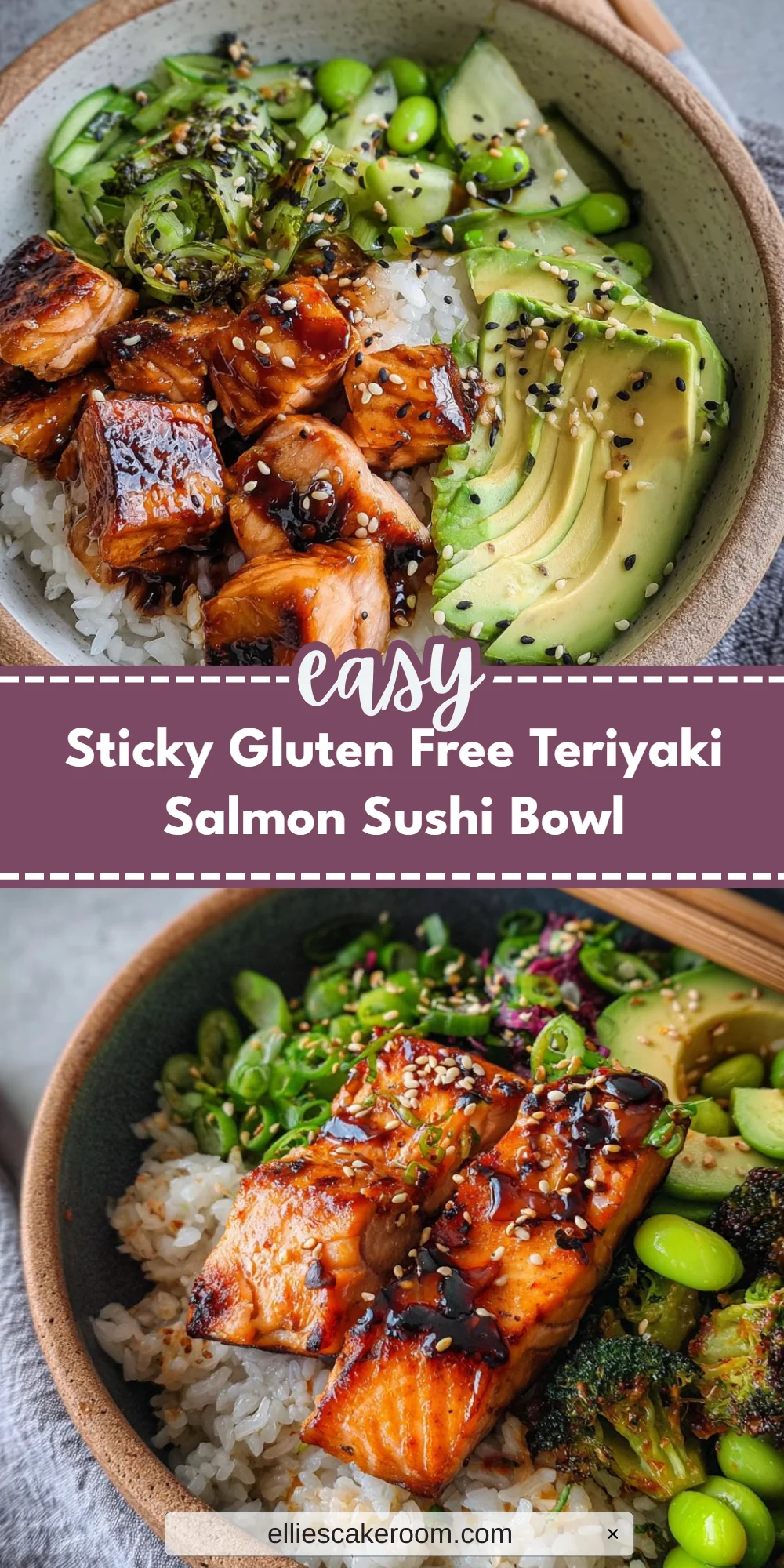 Sticky Gluten Free Teriyaki Salmon Sushi Bowl