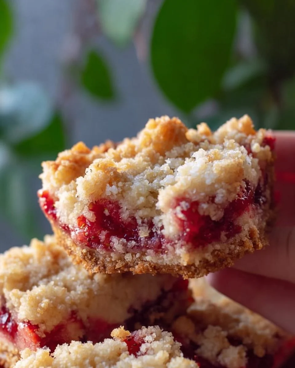 Strawberry cheesecake crumb bars with fresh strawberries and a crumbly topping