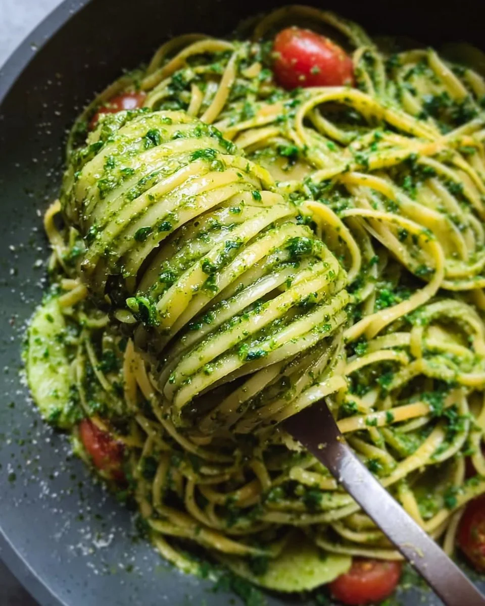 Summer Linguine with Spinach Pesto