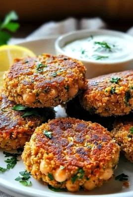 Mediterranean lemon chickpea patties served with yogurt sauce
