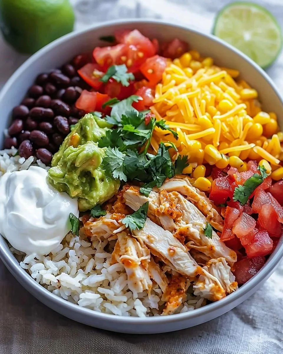 Colorful and nutritious burrito bowl with fresh ingredients
