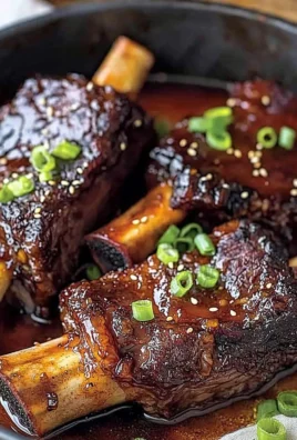 Caramelized slow roast Asian beef short rib served with vegetables.