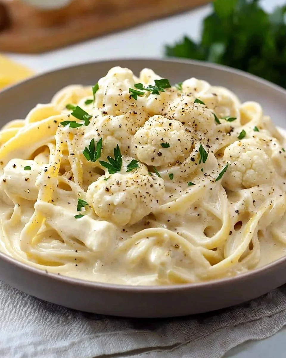 Creamy Cauliflower Alfredo without heavy cream served in a bowl