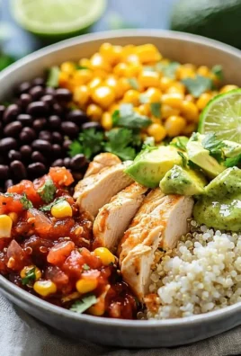 Delicious Chicken Burrito Bowl topped with fresh ingredients