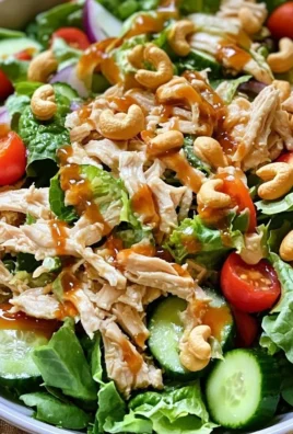 Delicious Chicken Cashew Crunch Salad with fresh vegetables and cashews