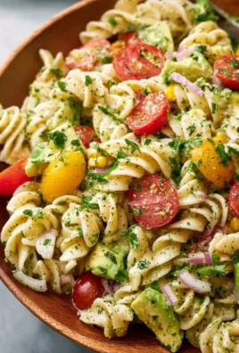 Cilantro Lime Pasta Salad with fresh vegetables and lime dressing
