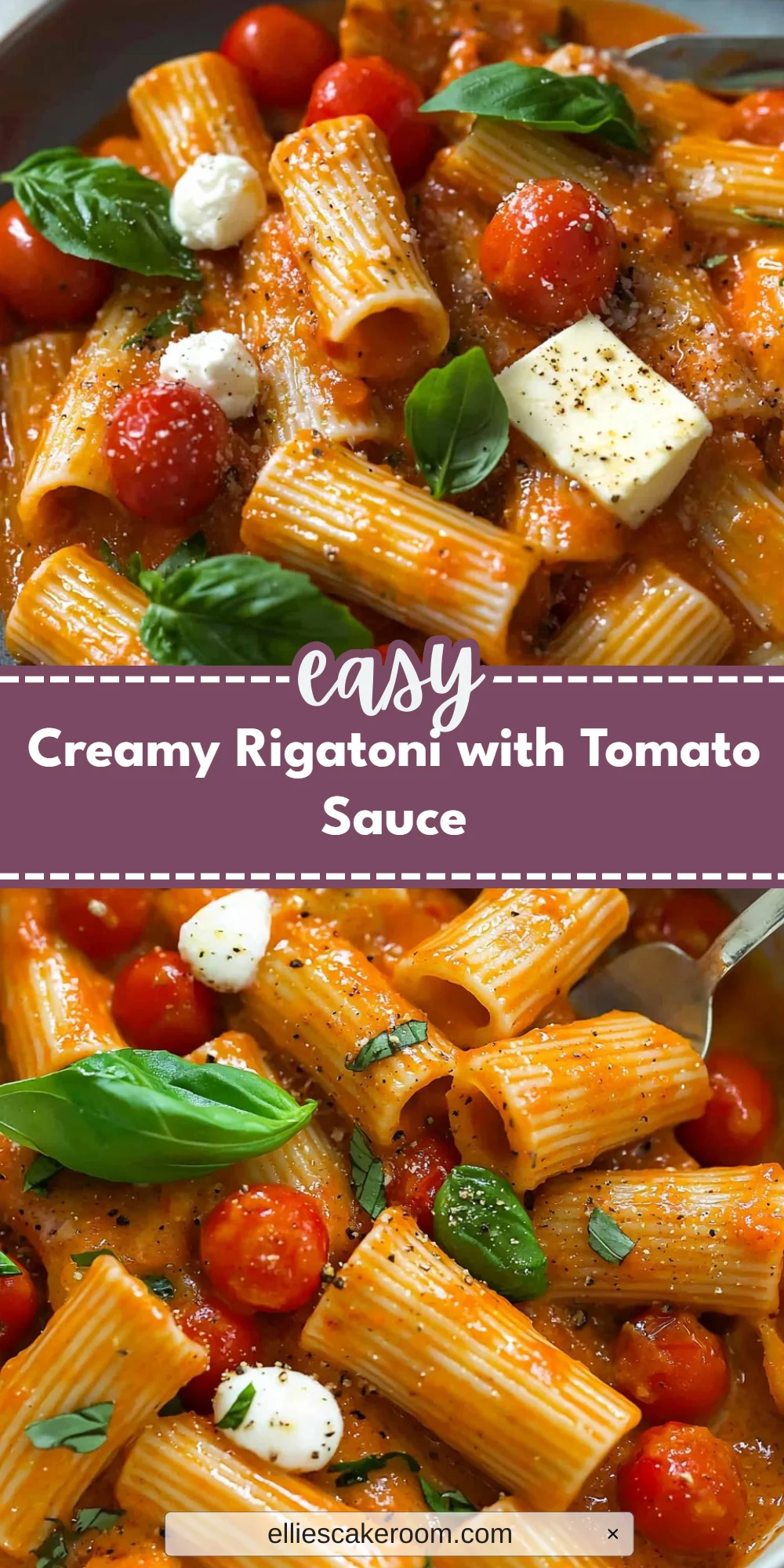 Creamy Rigatoni with Tomato Sauce