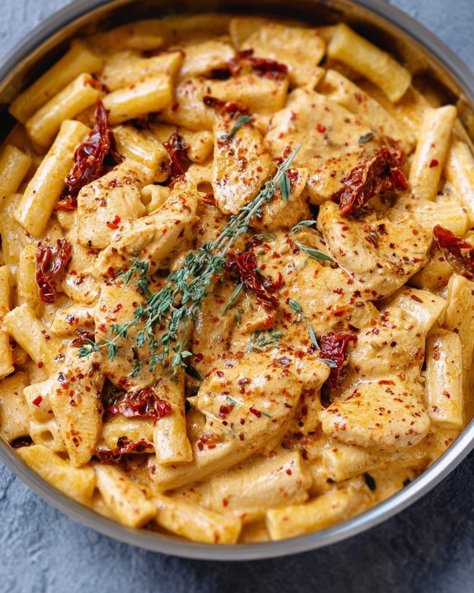 Creamy Sun-Dried Tomato Pasta with Chicken and Mozzarella Sauce